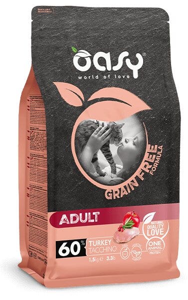 Oasy Grain Free Formula Adult Tacchino Cibo Secco Per Gatti 1,5kg-1