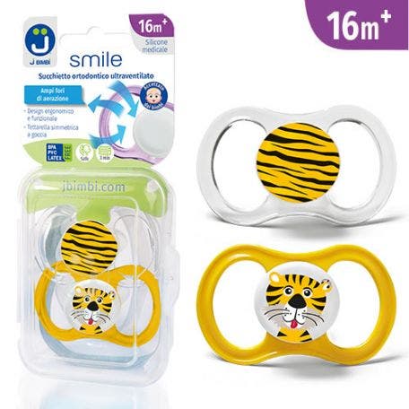 J Bimbi Smile Pack Succhietto Ultraventilato 16 Mesi+ Tigre Texture-1