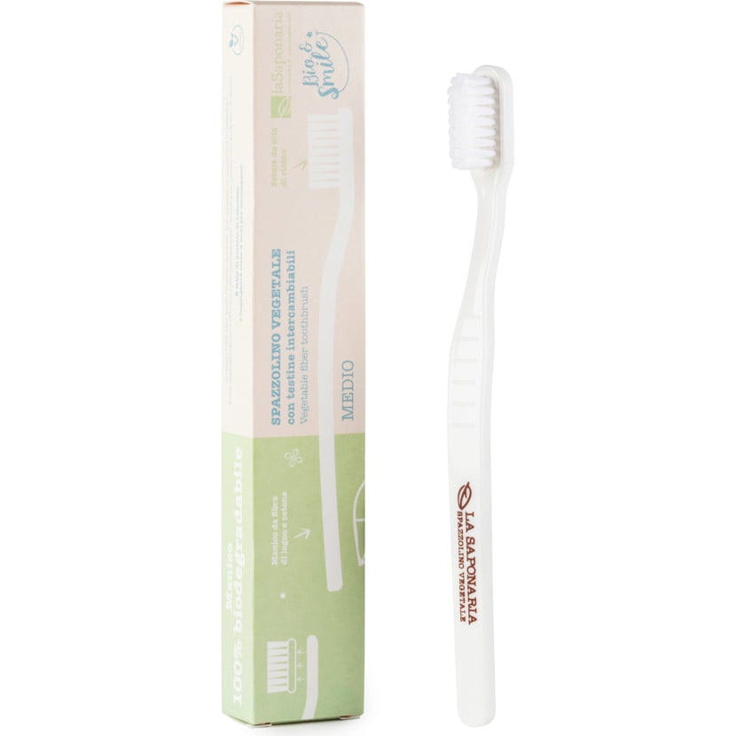 La Saponaria Bio&Smile Spazzolino Fibra Vegetale Setole Medie 1 Pezzo-1