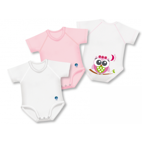 J Bimbi Body Cotone Biologico Bimba Gufetta/Tinta Unita 3 Pezzi-1