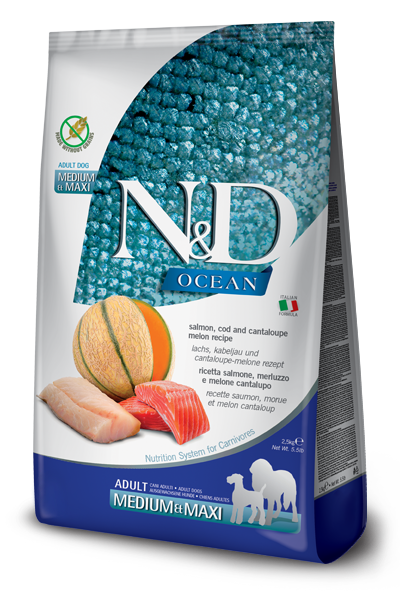 Farmina N&D Ocean Salmone E Merluzzo Cani Adulti Taglia Media E Grande Sacco 12kg-1
