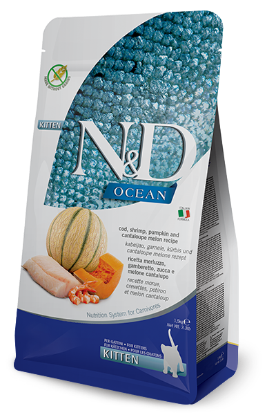 Farmina N&D Ocean Merluzzo E Gamberetto Gatti Cuccioli Sacco 5kg-1