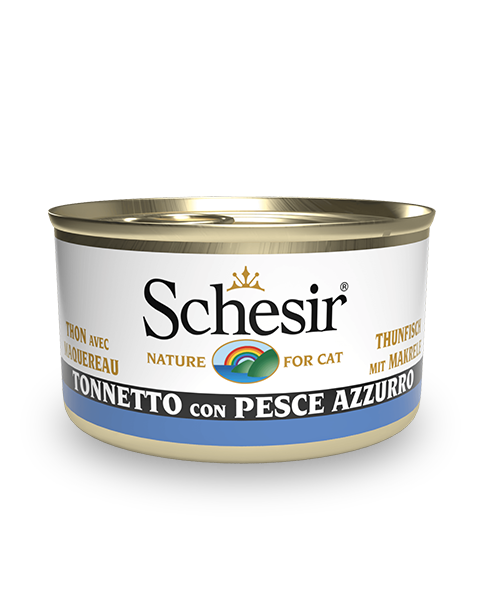 Schesir Tonnetto Con Pesce Azzurro Cibo Umido Gatti Adulti Lattina 85g-1