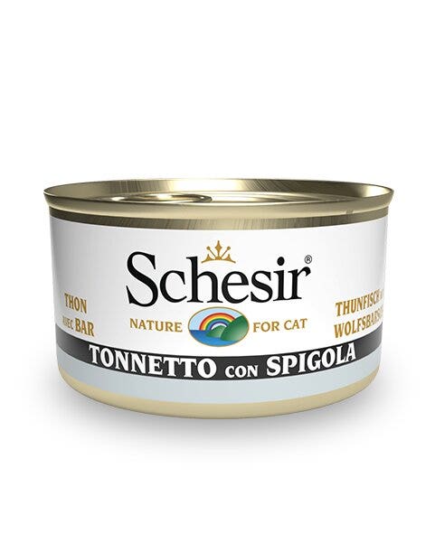 Schesir Tonnetto Con Spigola Cibo Umido Gatti Adulti Lattina 85-2