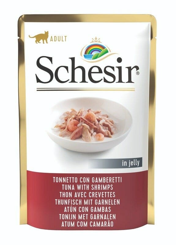 Schesir Tonnetto Con Gamberetti In Jelly Cibo Umido Gatti Adulti Bustina 85g-2