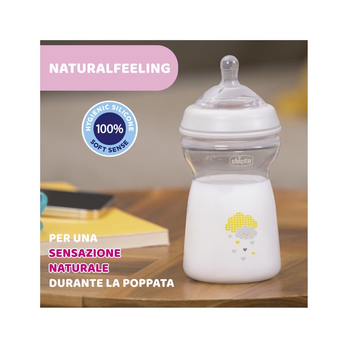 Chicco Biberon Natural Feeling Flusso Veloce 6 Mesi+ Unisex 330ml-4