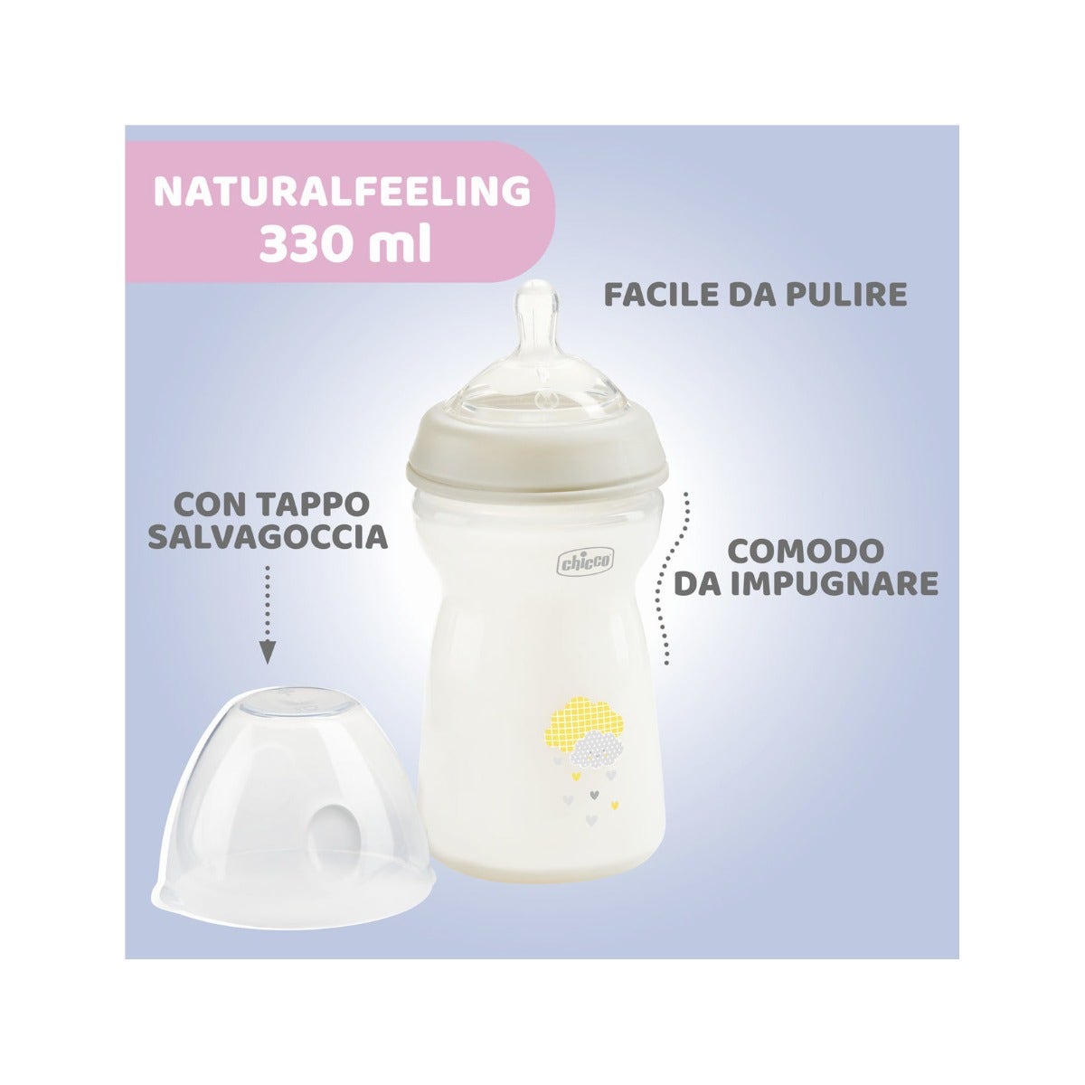 Chicco Biberon Natural Feeling Flusso Veloce 6 Mesi+ Unisex 330ml-5