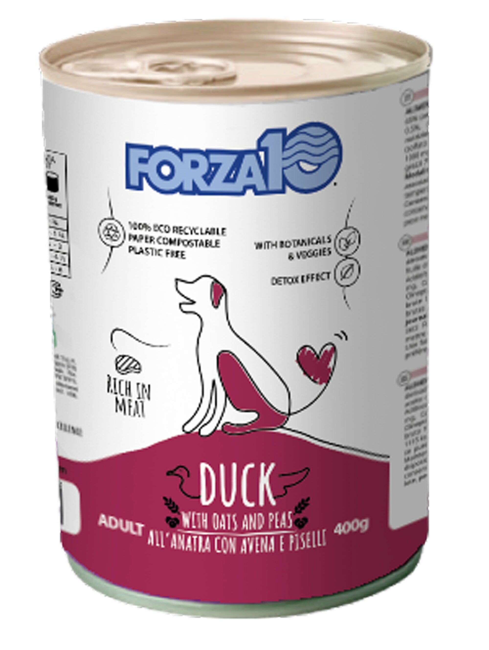 Forza10 Adult Maintenance Cibo Umido Con Anatra/Avena/Piselli Cani Adulti Barattolo 400g-1