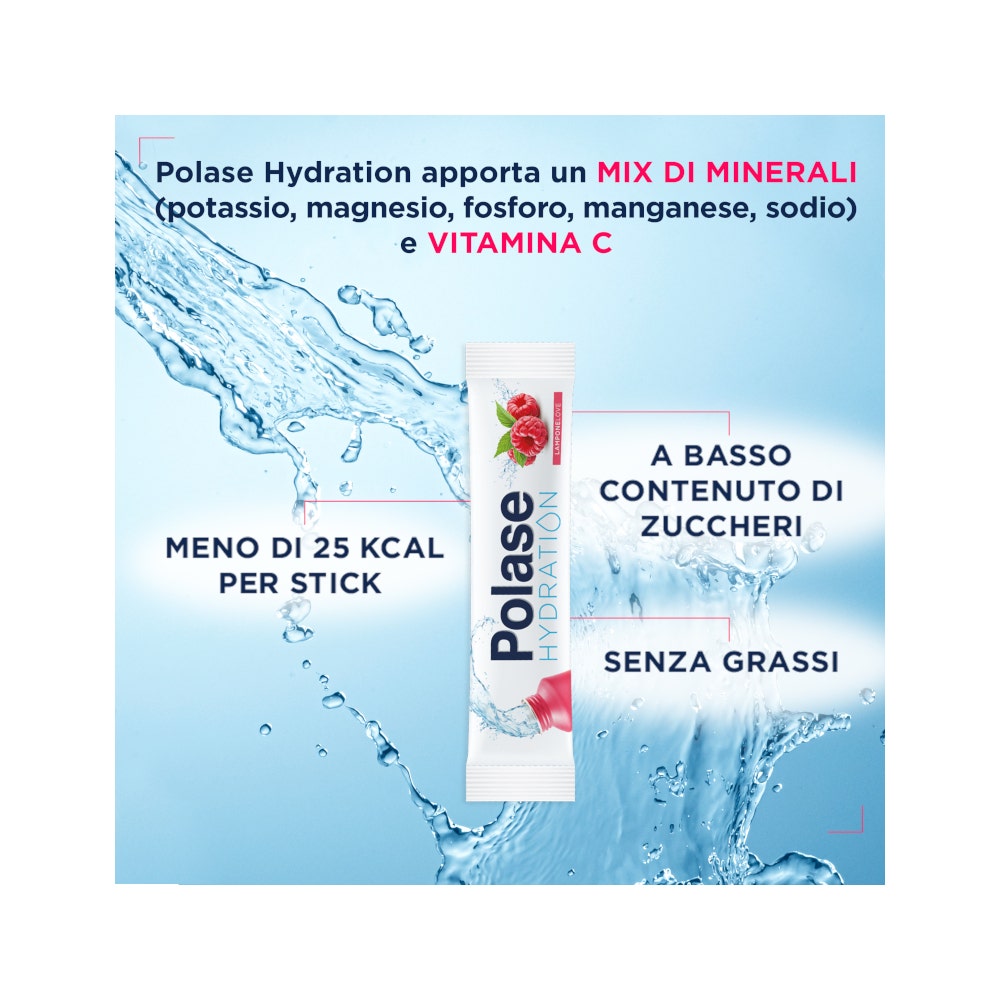 Polase Hydration Integratore Alimentare Magnesio E Potassio Sali Minerali Vitamina C Lampone 12 Stick-3