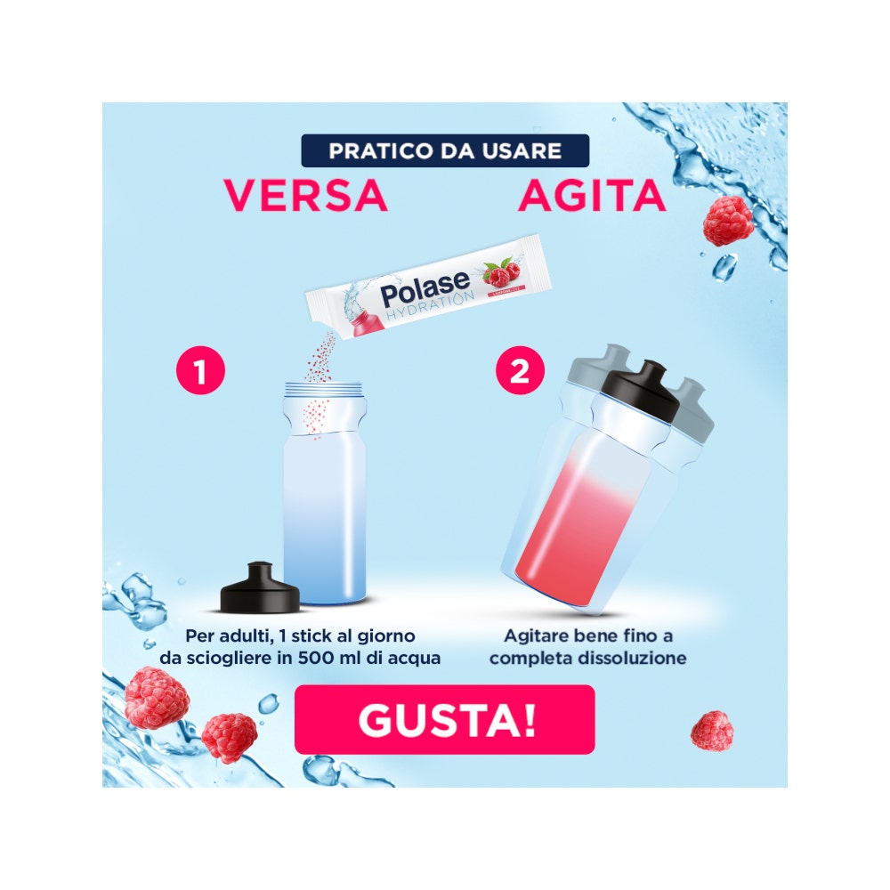 Polase Hydration Integratore Alimentare Magnesio E Potassio Sali Minerali Vitamina C Lampone 12 Stick-4