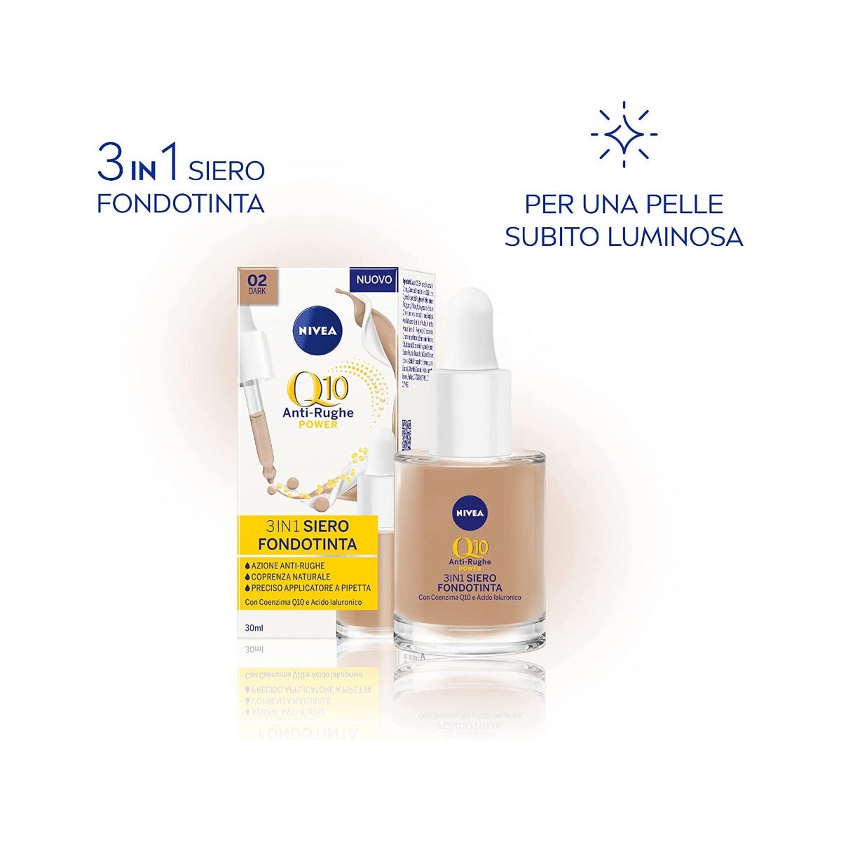 Nivea Q10 Power Anti-Rughe 3In1 Siero Fondotinta Dark 30ml-8