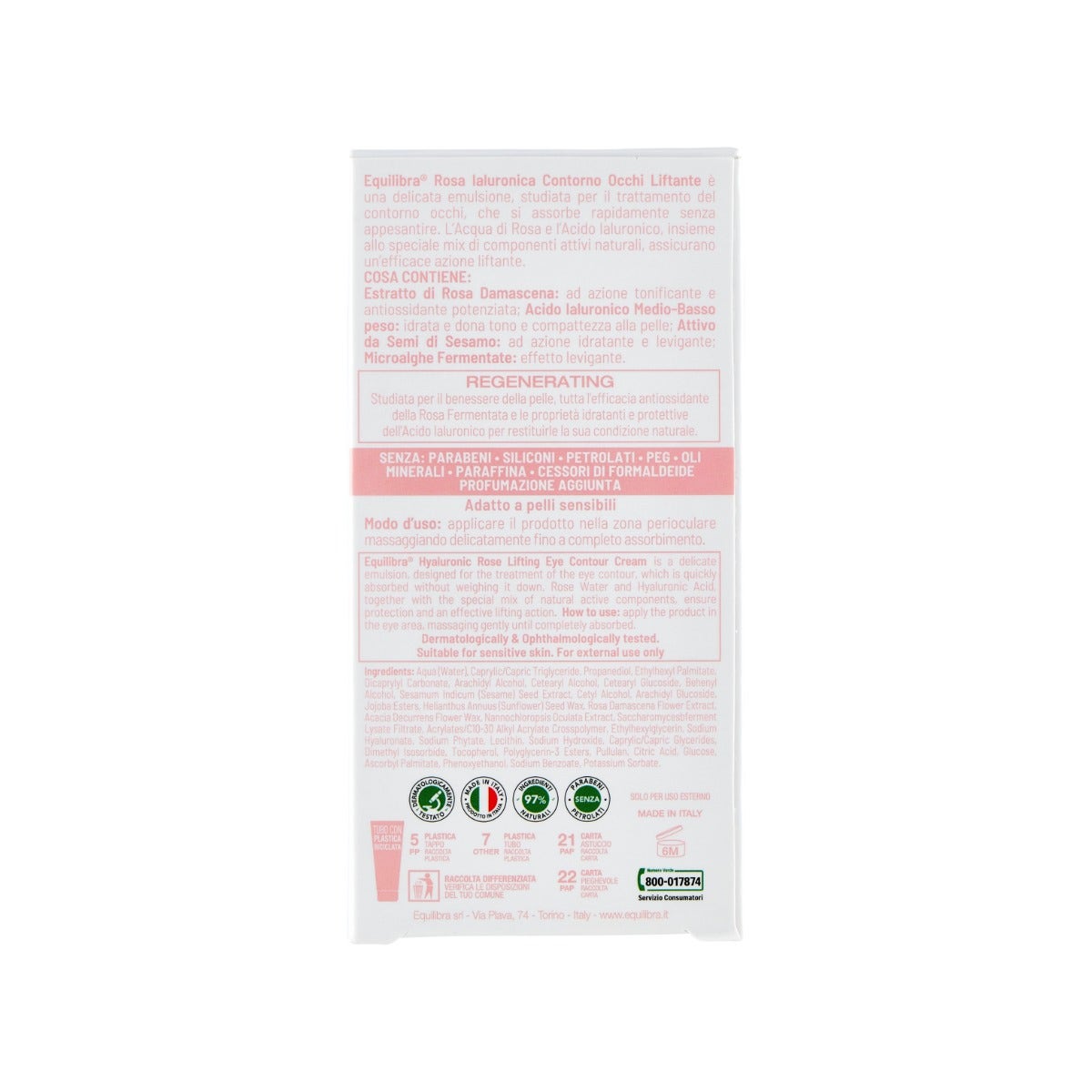 Equilibra Rosa Ialuronica Contorno Occhi Liftante 15ml-6