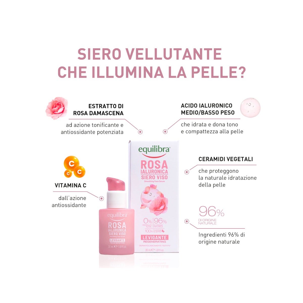 Equilibra Rosa Ialuronica Siero Viso Levigante 30ml-1