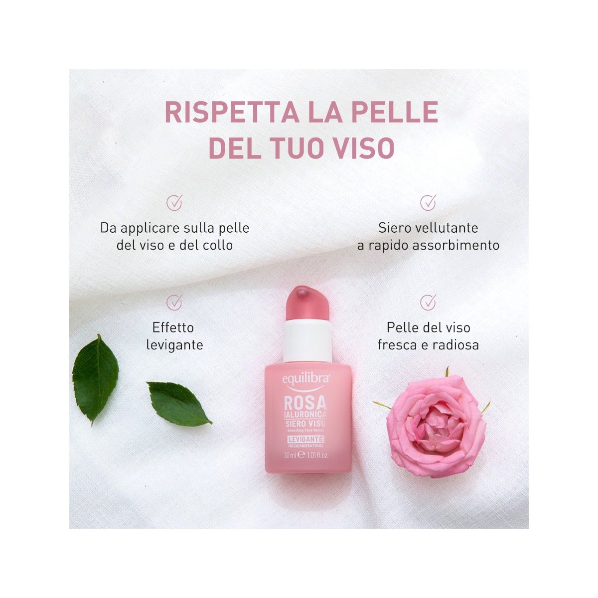 Equilibra Rosa Ialuronica Siero Viso Levigante 30ml-4