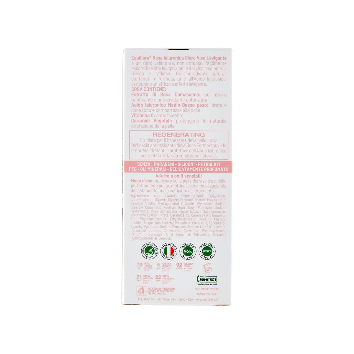 Equilibra Rosa Ialuronica Siero Viso Levigante 30ml-5