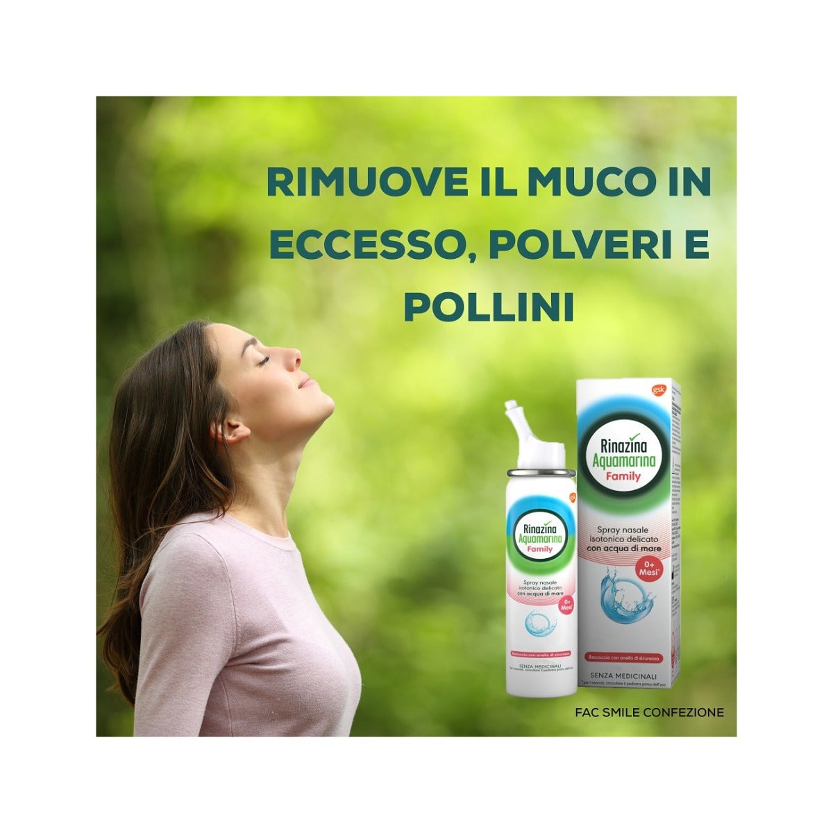 Rinazina Aquamarina Family Spray Nasale Isotonico Acqua di Mare Lavaggio Nasale Neonati Adulti 100ml-5