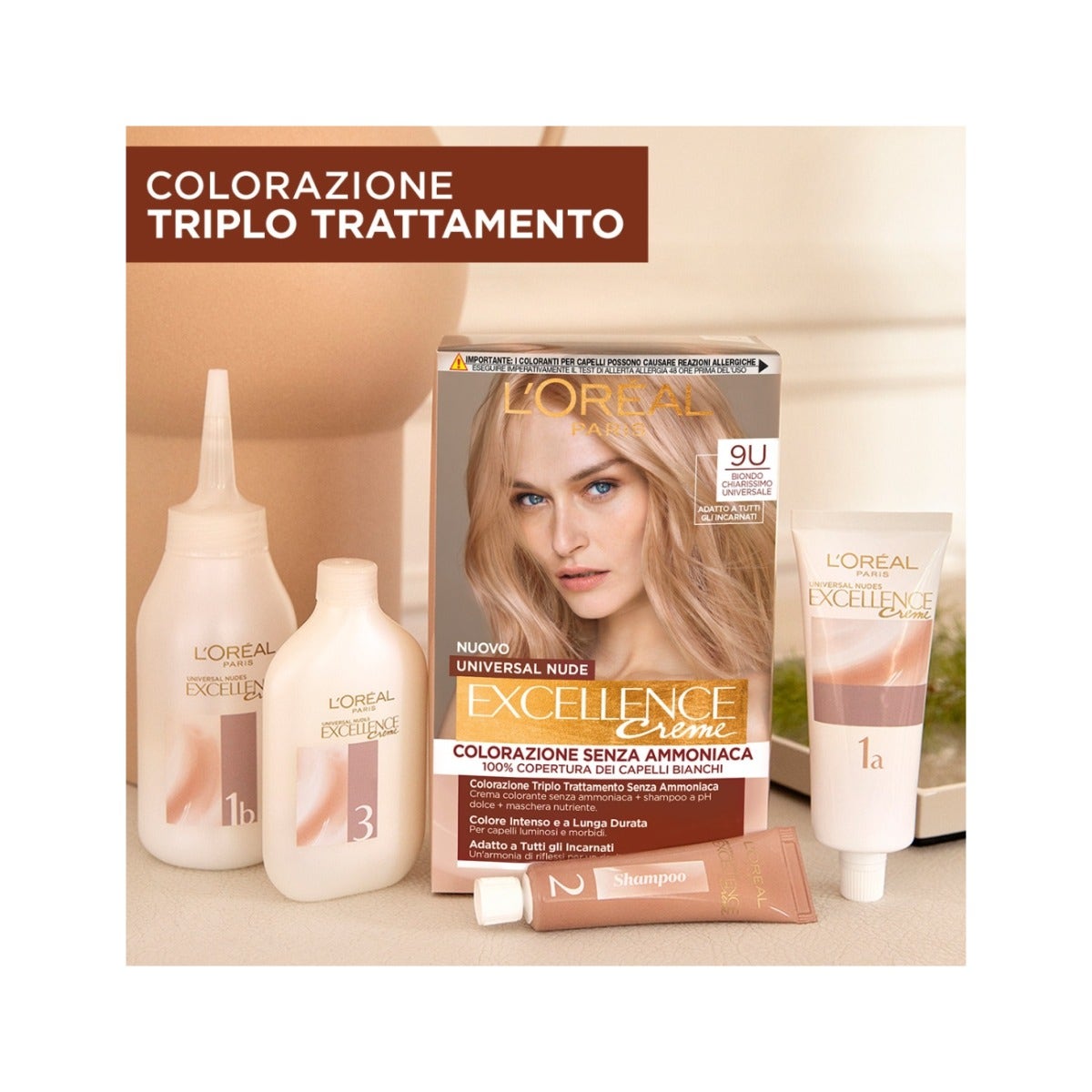 L'Oréal Paris Kit Excellence Universal Nude Colorazione Permanente 9U Biondo Chiarissimo Universale-6