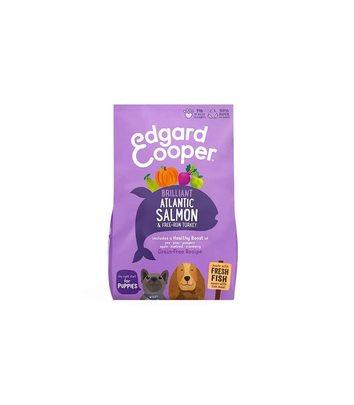 Edgard & Cooper Puppy Salmone E Tacchino Allevato A Terra Senza Cereali Crocchette per Cani 2,5 Kg-1