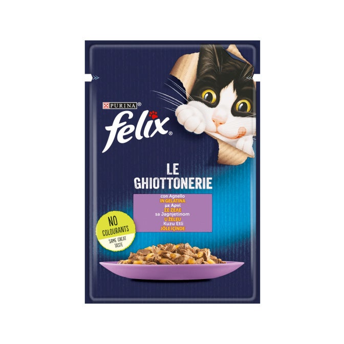 Purina Felix Le Ghiottonerie Gusto Agnello Cibo Umido Gatti Adulti Busta 85g-1