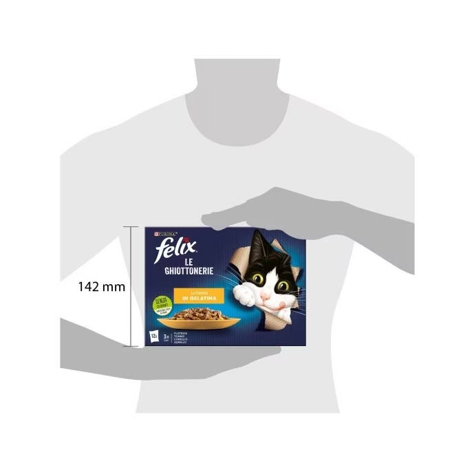 Purina Felix Le Ghiottonerie Gusto Platessa/Tonno/Coniglio/Agnello Cibo Umido Gatti Adulti Busta 12x85g-2