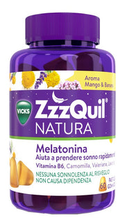 ZzzQuil NATURA Per Dormire 60 Gommose Mango Banana con Melatonina Camomilla Valeriana Lavanda-1