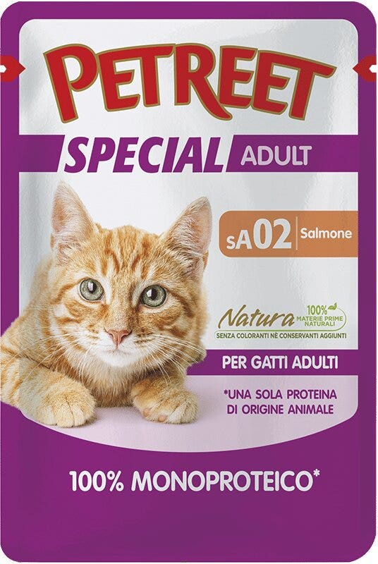 Petreet Monoproteico Salmone Cibo Umido Gatto Adulto Bustina 70g-2