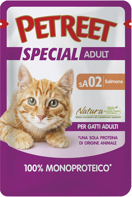 Petreet Monoproteico Salmone Cibo Umido Gatto Adulto Bustina 70g-1