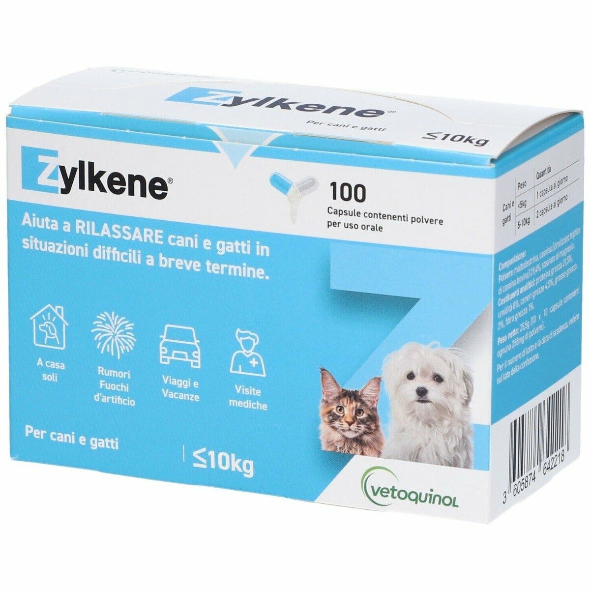 Zylkene Mangime Complementare per Cani e Gatti 75mg 100 Capsule-2