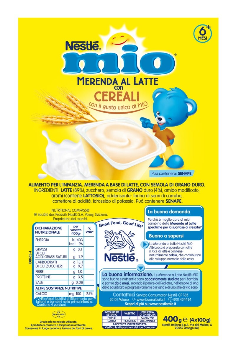 Nestlè Mio Merenda Al Latte Cereali 4 Vasetti Da 100g-4