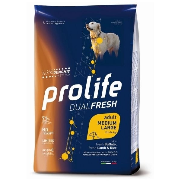 Prolife Dog Dual Fresh Adult Medium/Large Buffalo Lamb & Rice 12Kg-1