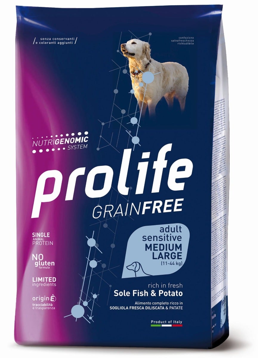 Prolife Dog Grain Free Sensitive Sole Fish & Potato Cibo Secco Per Cani Adulti Taglia Media/Grande Sacco 10 Kg-2