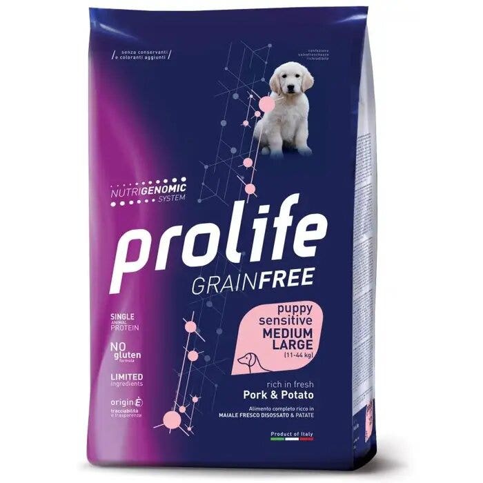 Prolife Dog Grain Free Sensitive Pork & Potato Cibo Secco Per Cani Cuccioli Taglia Media/Grande Sacco 10 Kg-2