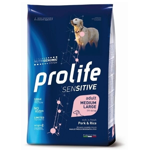 Prolife Sensitive Adult Medium/Large Pork & Rice Cibo Secco Per Cani Taglia Grande Sacco 2,5 kg-1