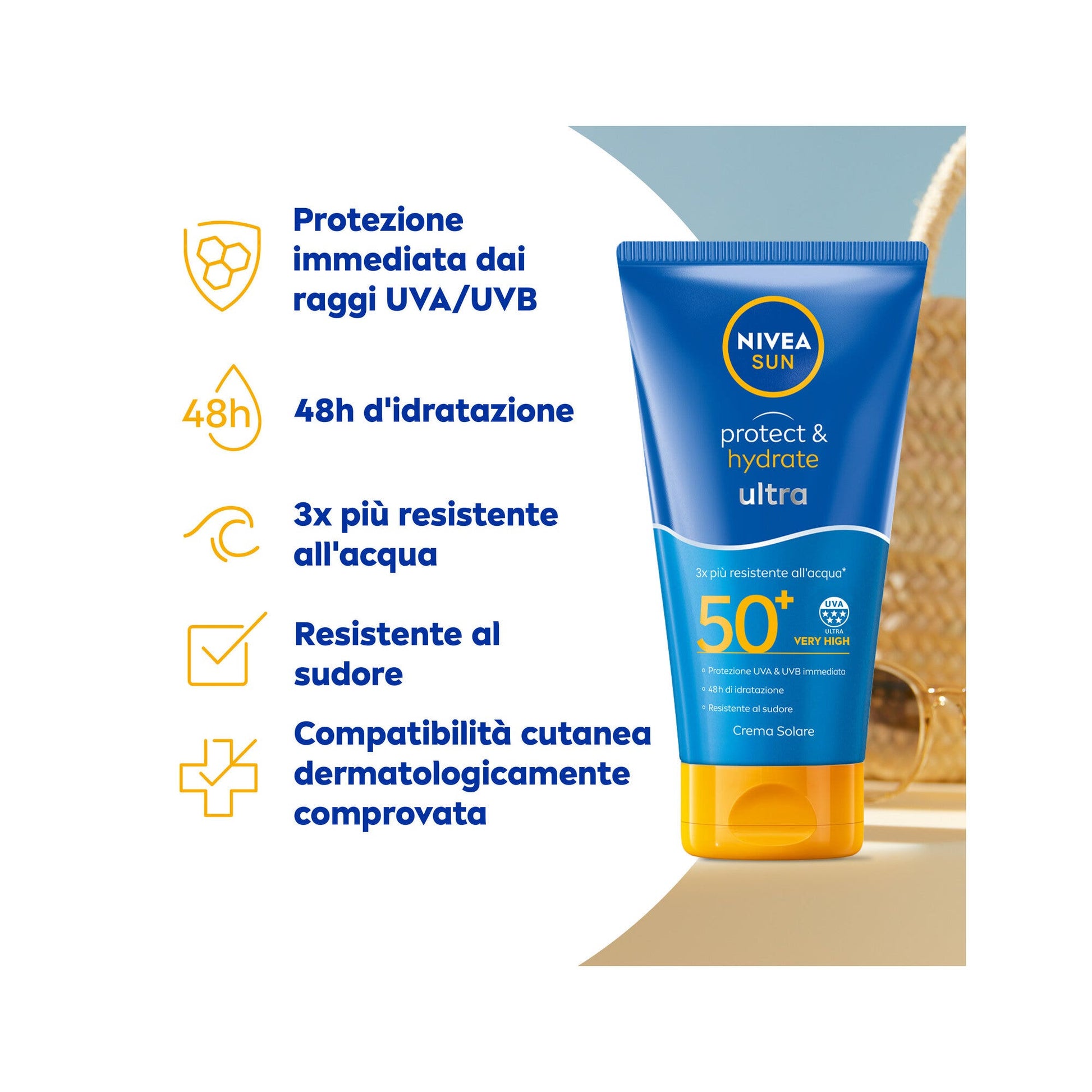 Nivea Sun Latte Solare Protect & Hydrate Ultra Fp50+ 200ml Crema Solare 50 Resistente All'acqua-9
