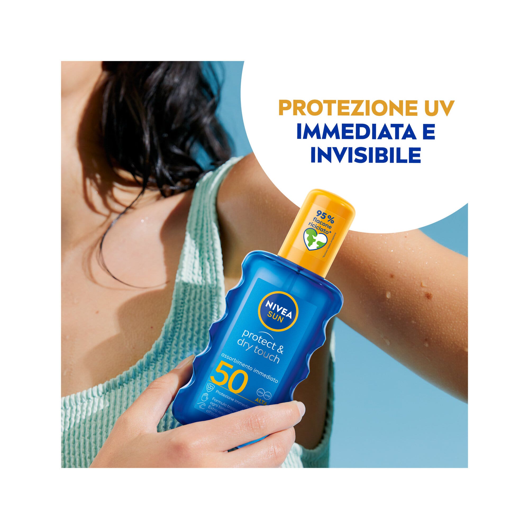 Nivea Sun Spray Solare Protect & Dry Touch Fp50 200ml Crema Solare 50 100% Trasparente Per Sportivi-10