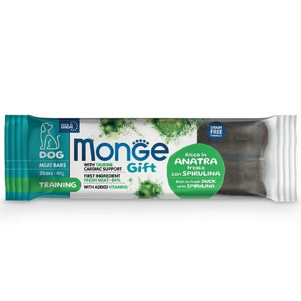 Monge Meat Bars Training Barretta Per Cani Adulti Anatra Fresca Con Spirulina 40g-1