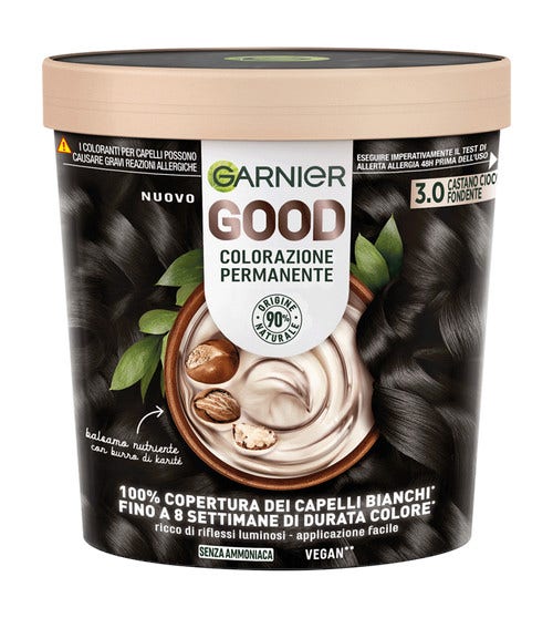 Garnier Good Kit Colorazione Permanente 3.0 Castano Cioccolato Fondente 160g-1