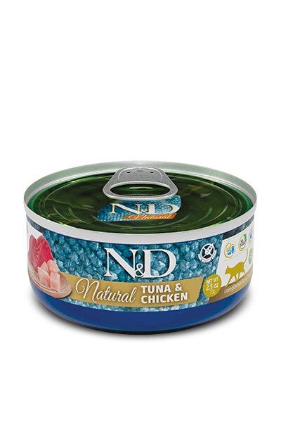 Farmina N&D Natural Tuna E Chicken Cibo Umido Gatti Adulti Lattina 140g-2