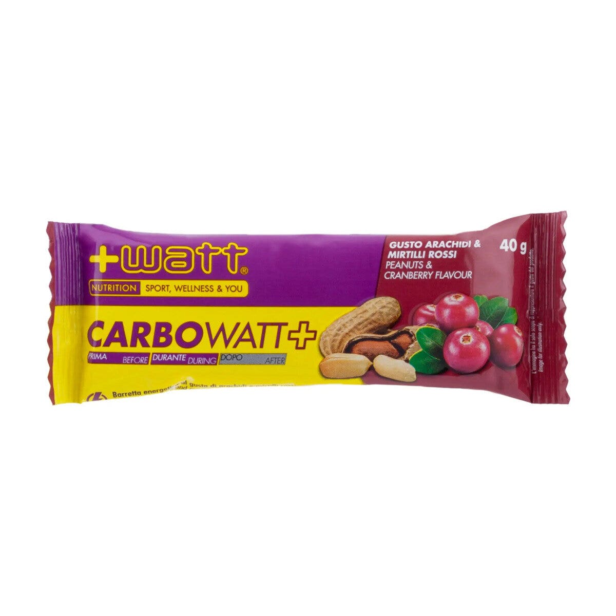 +Watt Carbowatt+ Barretta Energetica Gusto Arachidi & Mirtilli Rossi 40g-2