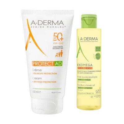 A-Derma Protect AD SPF50+ Crema Solare 150ml + Exomega Control Olio Lavante Emolliente 100ml-1