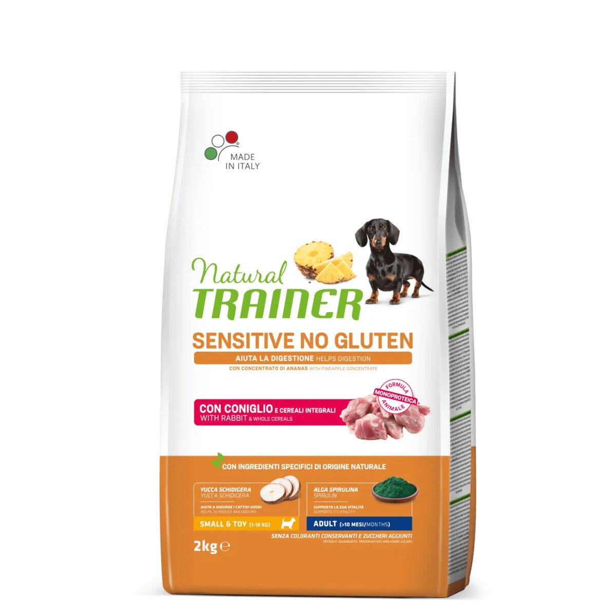 Natural Trainer Sensitive No Gluten Small & Toy Adult Con Coniglio Per Cani Toy 2kg-1