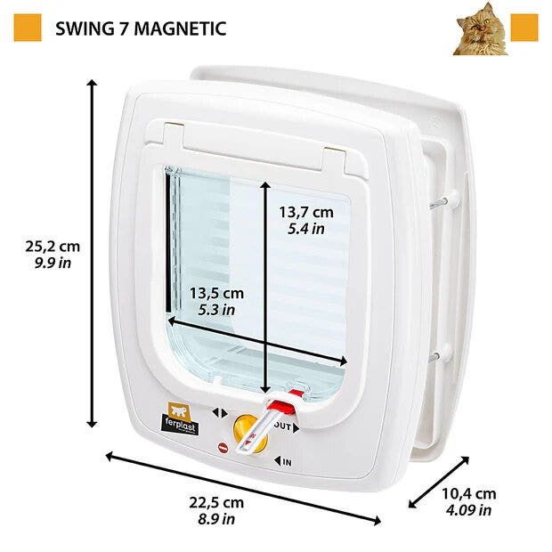 Swing 7 Portina Per Gatti Con Sistema Magnetico Colore Bianco-2