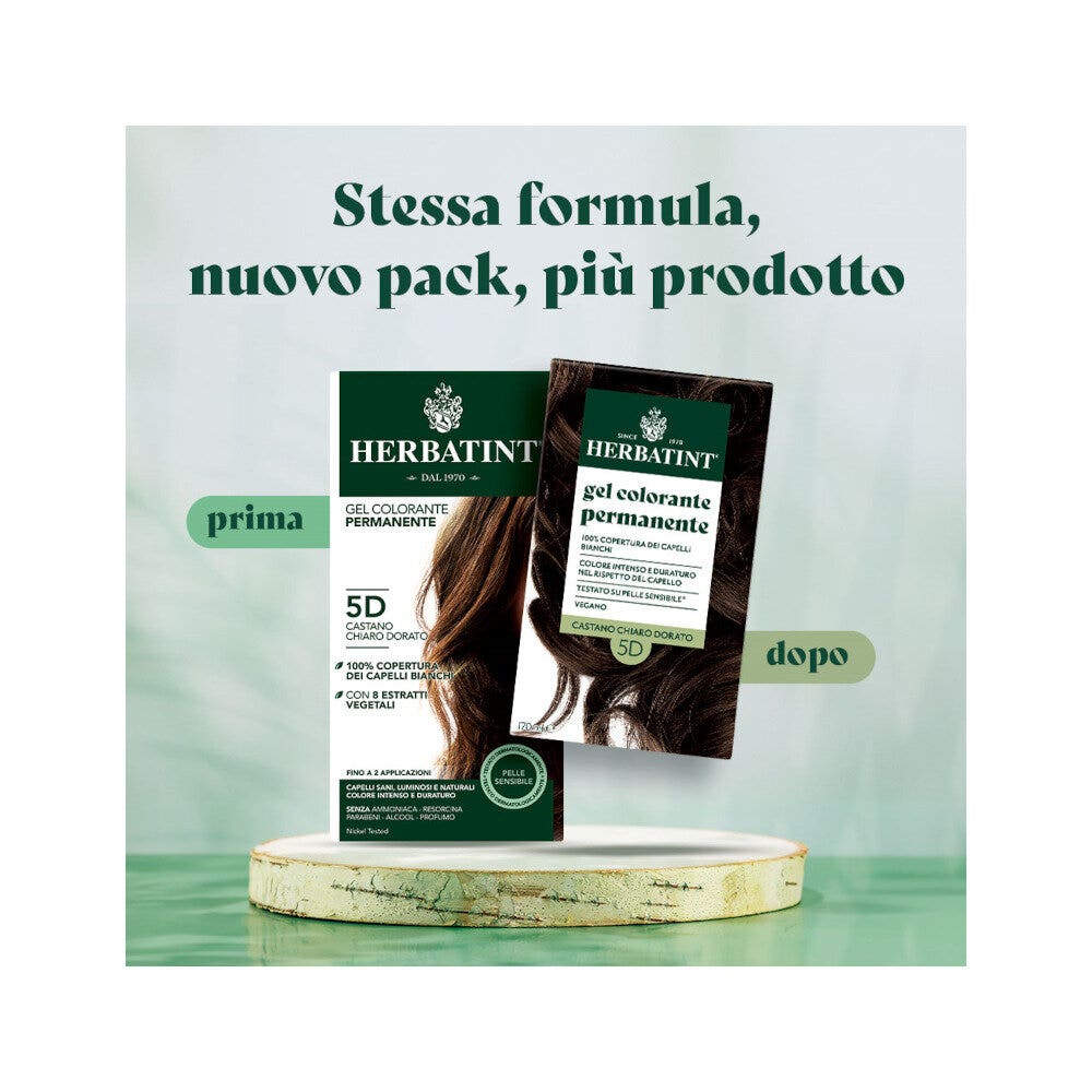 Herbatint Gel Colorante Permanente 5D Castano Chiaro Dorato 170ml-6