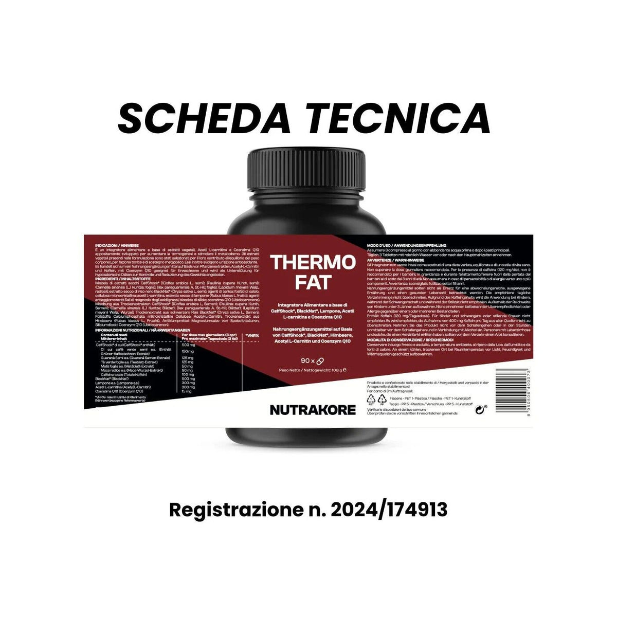Nutrakore Thermofat Brucia grassi Con tecnologia CaffShock e BlackNat 90 Compresse-6