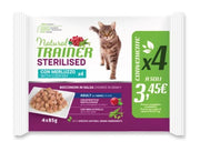 Natural Trainer Sterilised Adult Merluzzo Umido per Gatti Sterilizzati 85gx4