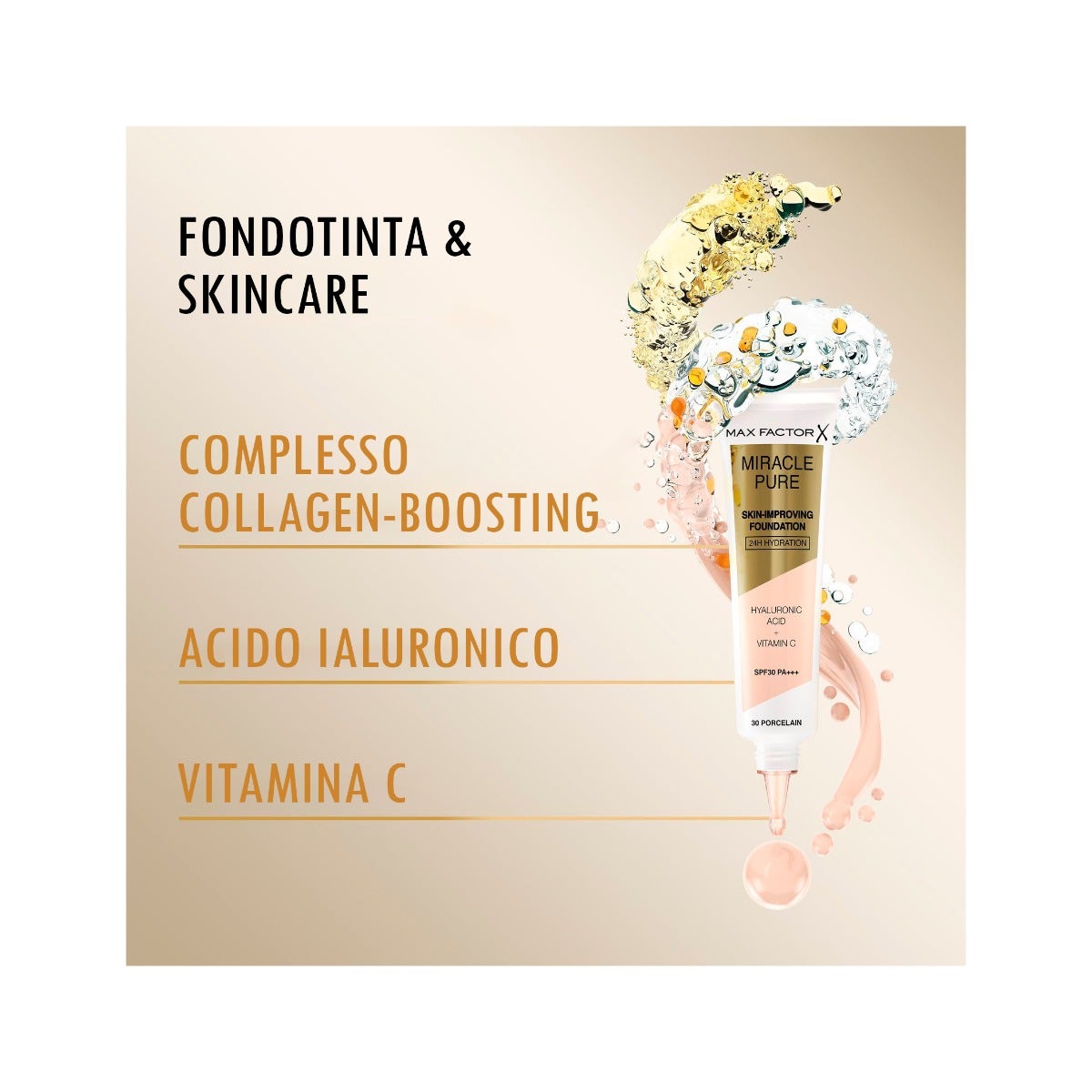 Max Factor Fondotinta Viso Miracle Pure Shade 45 Warm Almond-2