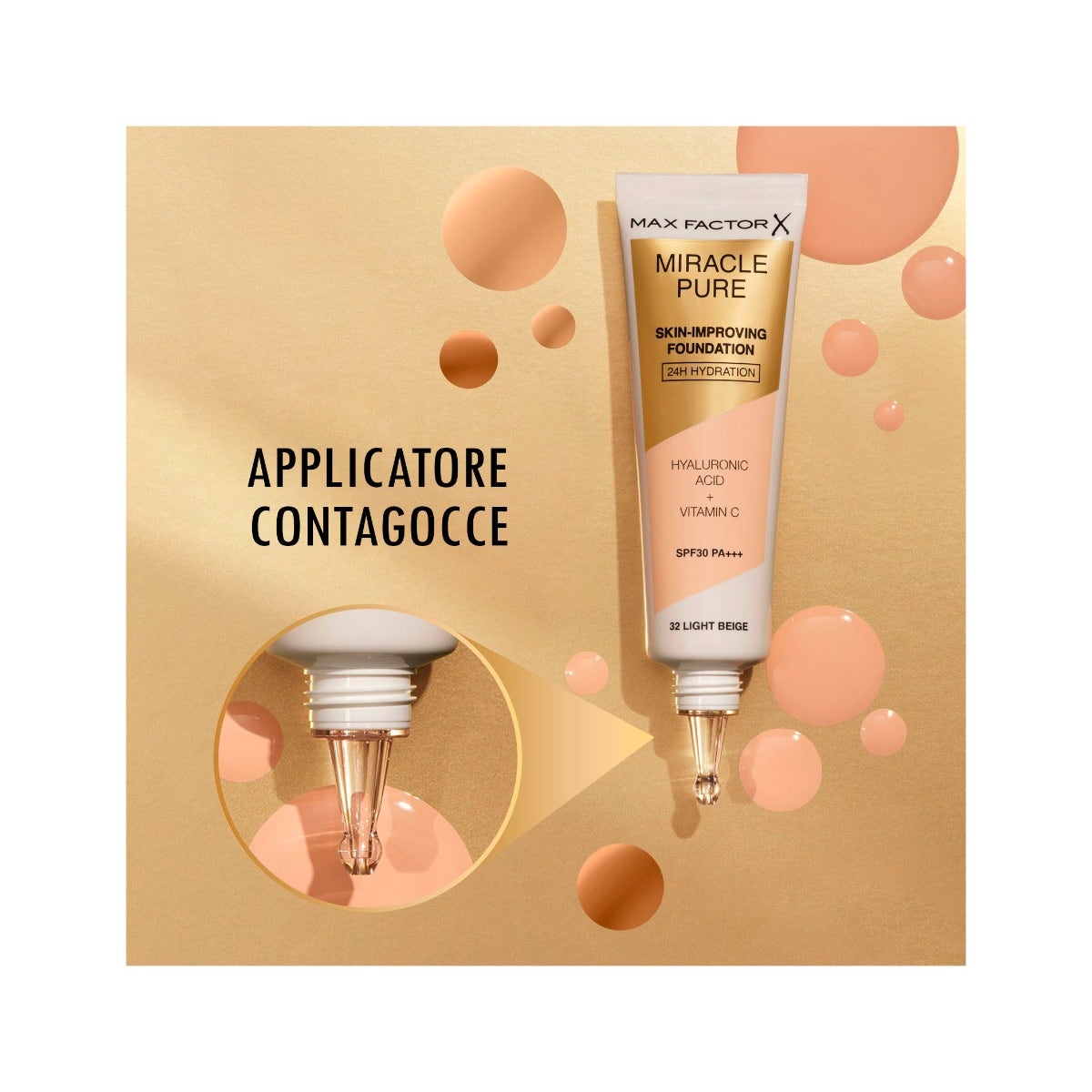 Max Factor Fondotinta Viso Miracle Pure Shade 45 Warm Almond-5