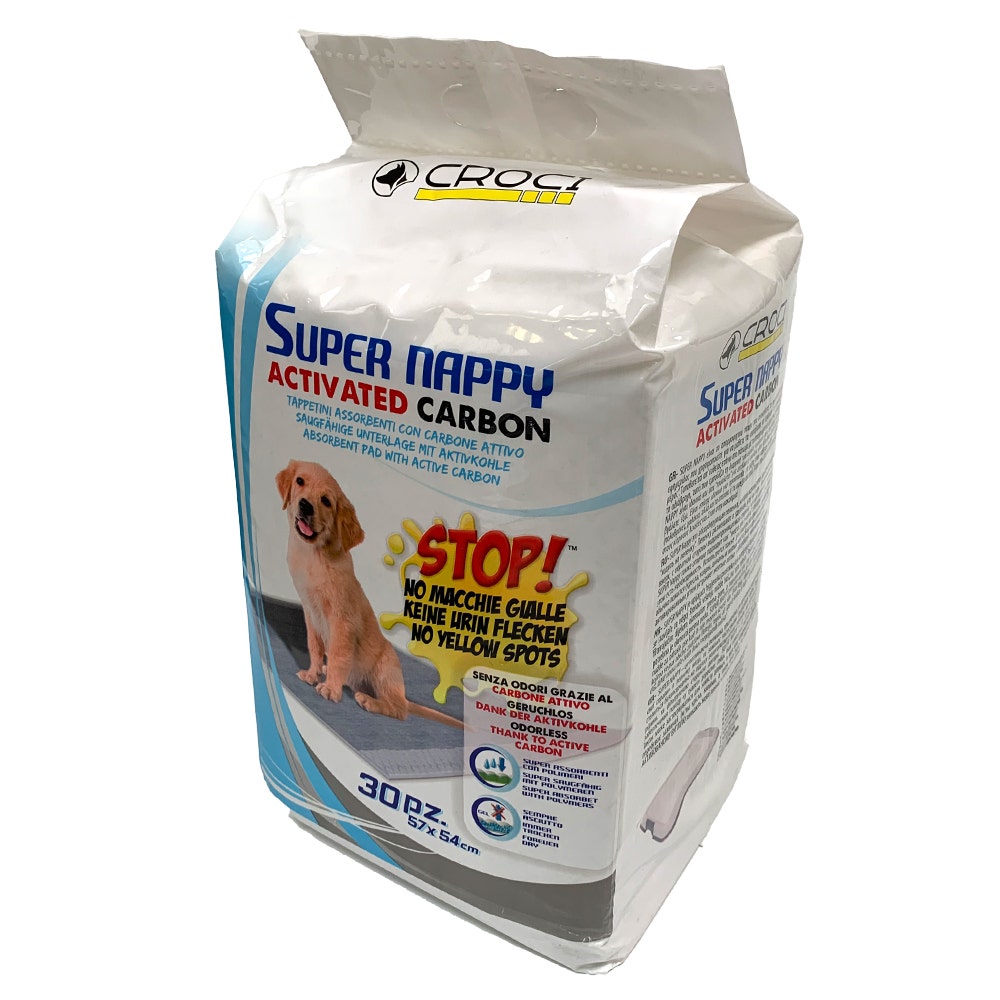 Croci Super Nappy Tappetini Igienici Al Carbone Attivo Per Cani 30 Pezzi 57x54cm-1