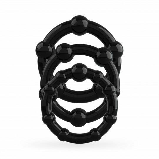 Crushious Triple Bead Set di Anelli per il Pene Neri-5