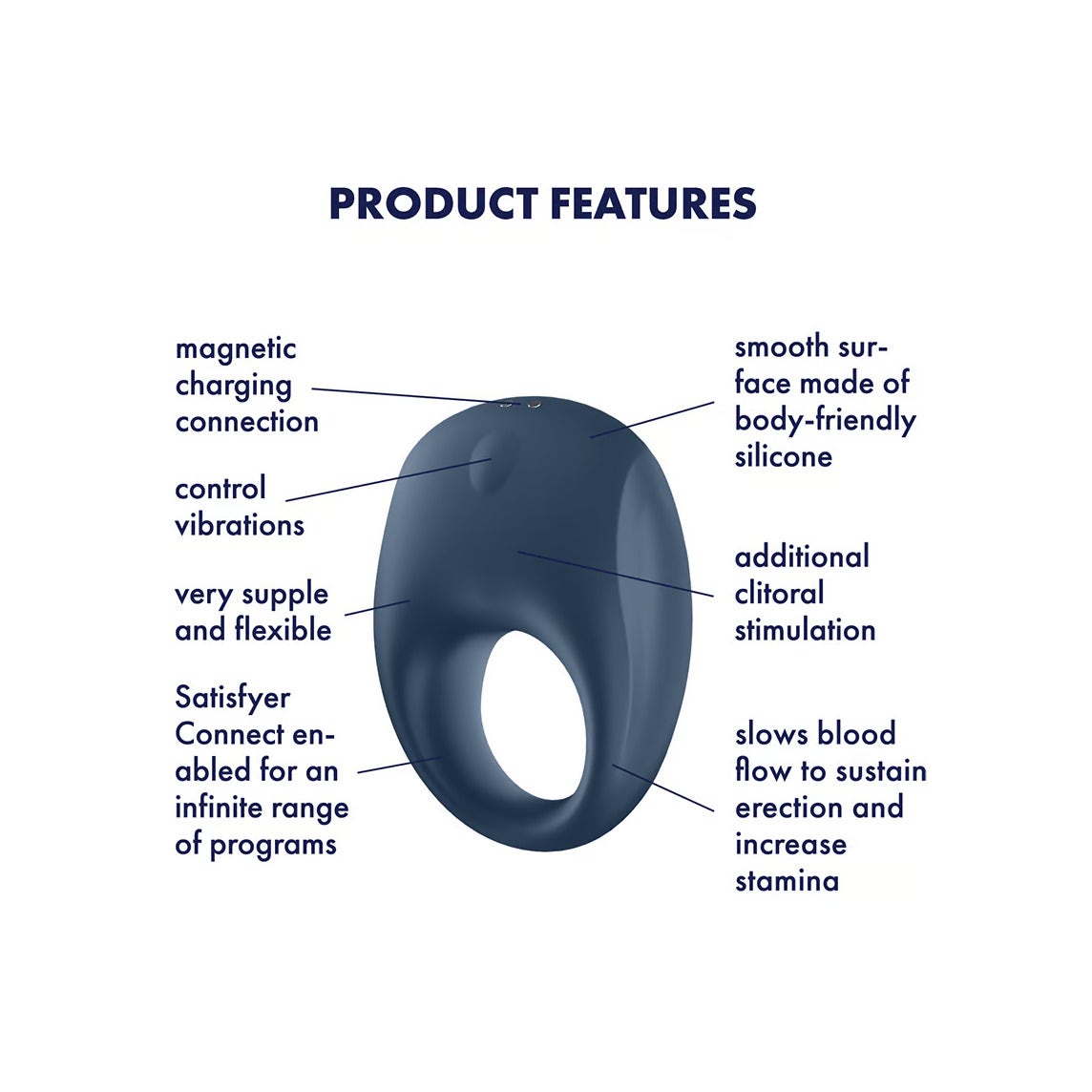 Satisfyer Strong One Connect App Anello Fallico Blu-3